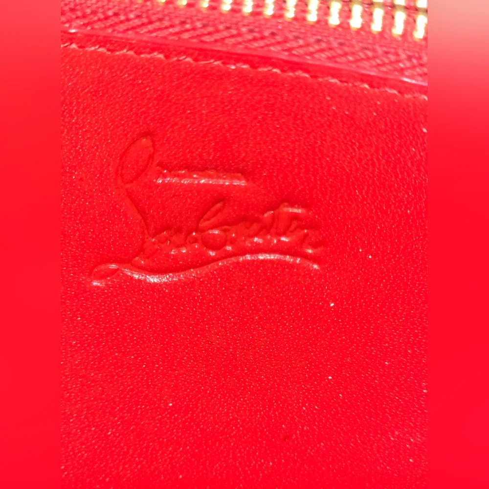 Authentic Christian Louboutin Black Studded Long Wallet‎ Zip Around Closure